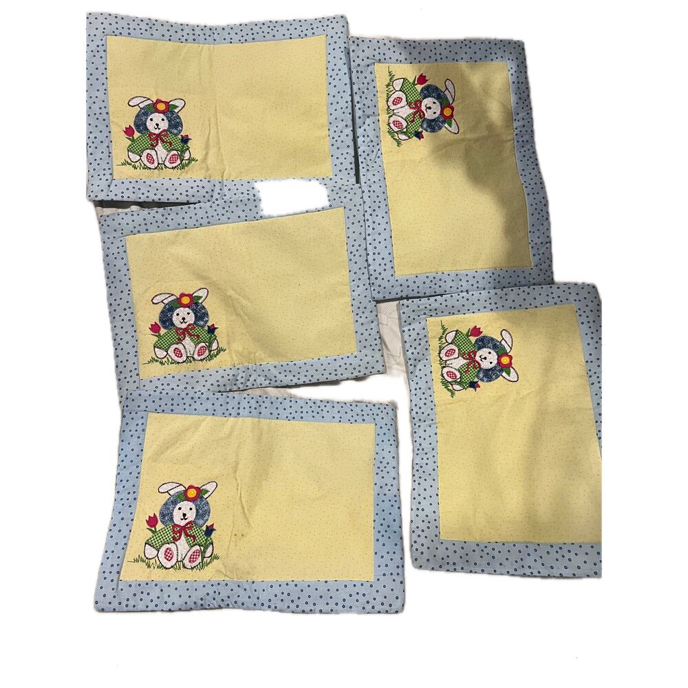 Set of 5 Stitched Cloth Bunny Placemats